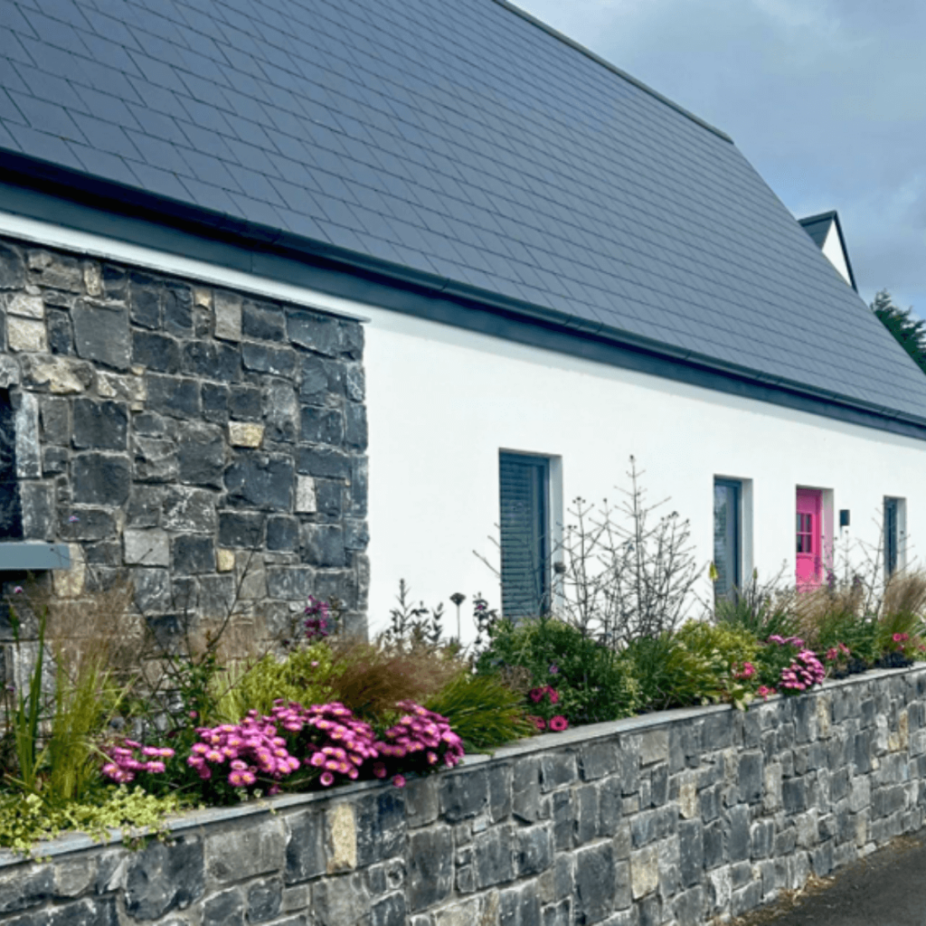 Garden design for rural country home by professional Galway landscaper.