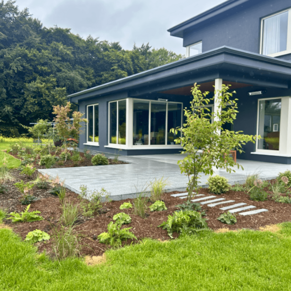 Garden design for rural country home by professional Galway landscaper.