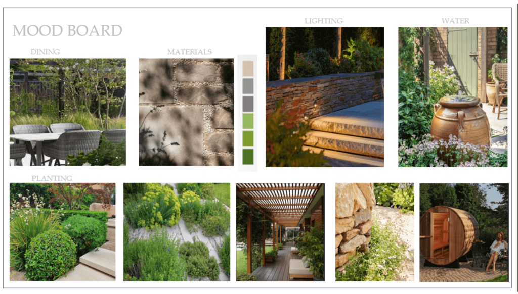 Inspirational garden design mood board for project in Galway